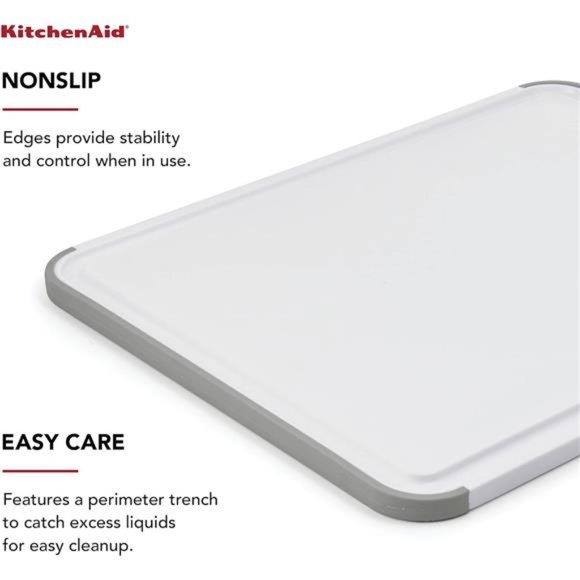 Classic Plastic Cutting Board, 11 inch x 14 inch, White and Gray - Picture 3 of 8